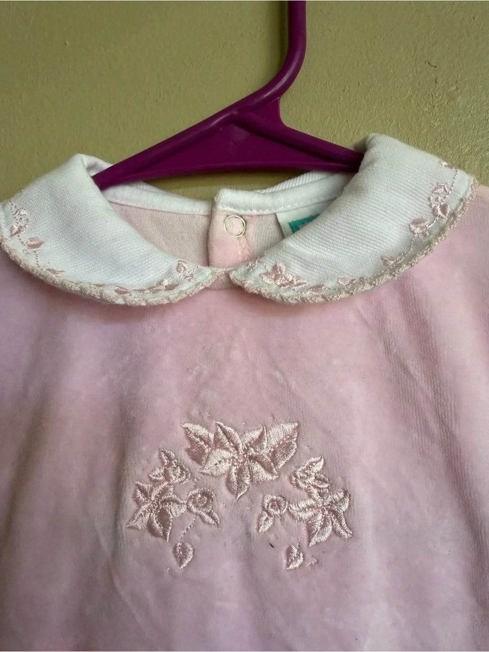 Vintage Little Me Pink Velour Baby Romper | size 6 months